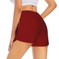 thumbnail image 2 of Uemuo Maroon Pattern Women's Athletic Shorts High Waisted Running Shorts with Liner Pockets Gym Elastic Workout Shorts-Medium, 2 of 9