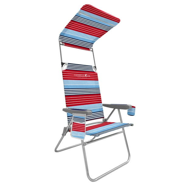 Caribbean Joe 4Position Canopy Beach Chair with Mesh Side Pocket and