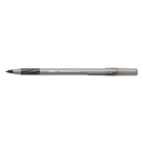 Medium Black "Bic Round Stic Grip Xtra Comfort Ballpoint Pen 36/pack" 1.2mm 