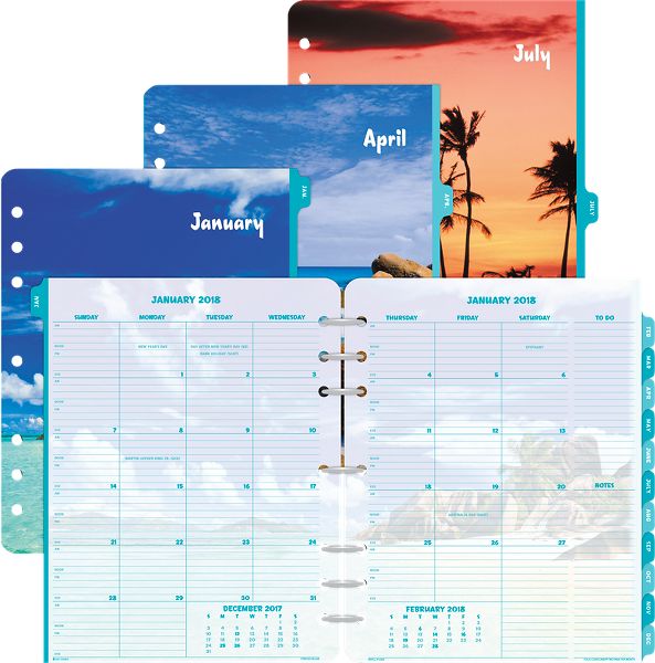 DayTimer Coastlines 2PagePerMonth Tabbed Calendar Refill Folio Size