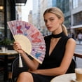 thumbnail image 3 of SIYTUAU Traditional Bamboo Frame Folding Fan With Paper Surface And Butterfly Pattern For Photography Prop And Home Decor 8.27 Inches, 3 of 7