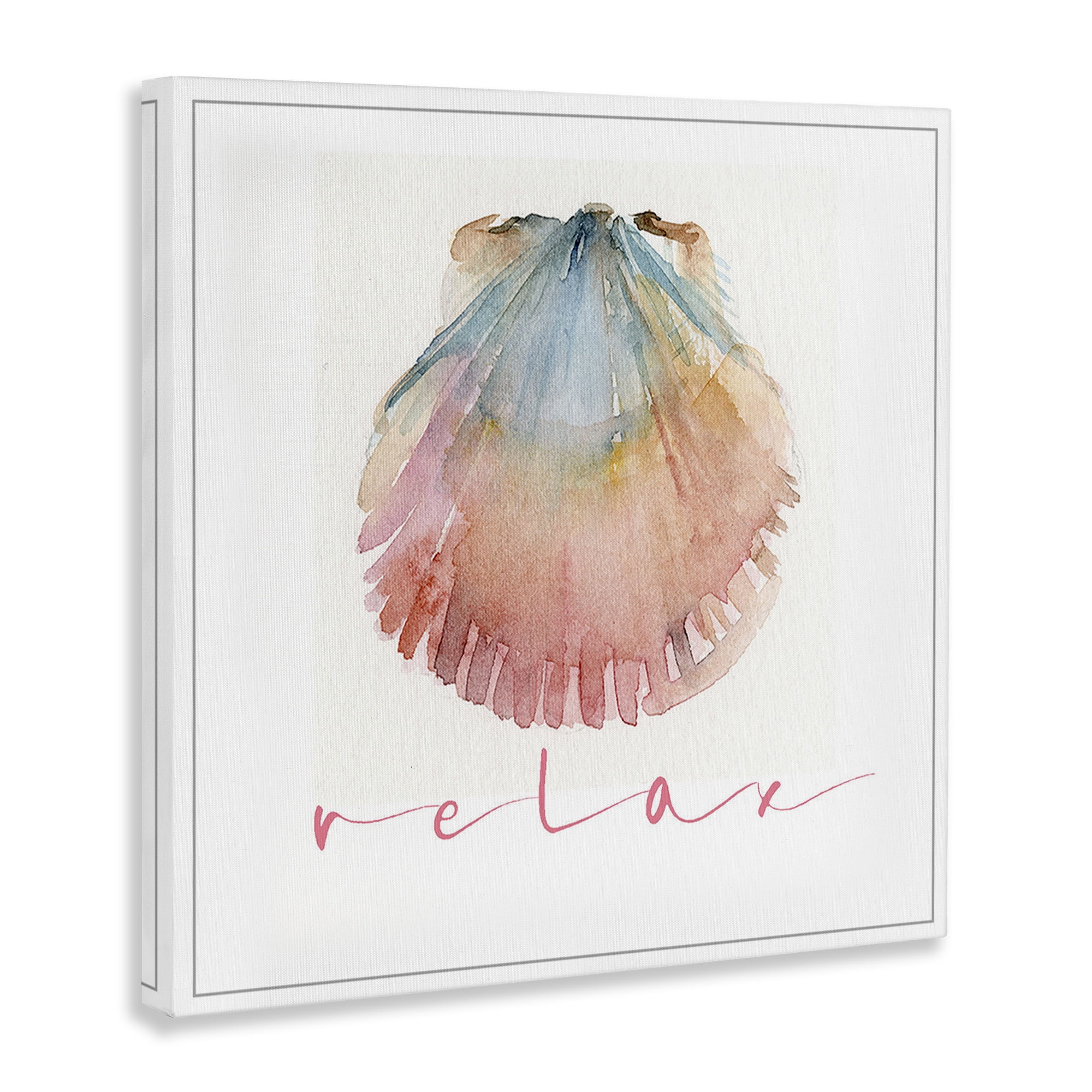 Stupell Industries Scallop Shell Relax Nautical & Beach Painting Wrapped Canvas Art Print Wall Art, 24 x 24