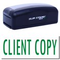 thumbnail image 1 of Large Pre-Inked Client Copy Stamp, Slim 1854, Ultra Slim Design, Impression Size 1-13/16" by 2-1/2", Up to 25,000 Impressions - Green Ink, 1 of 10