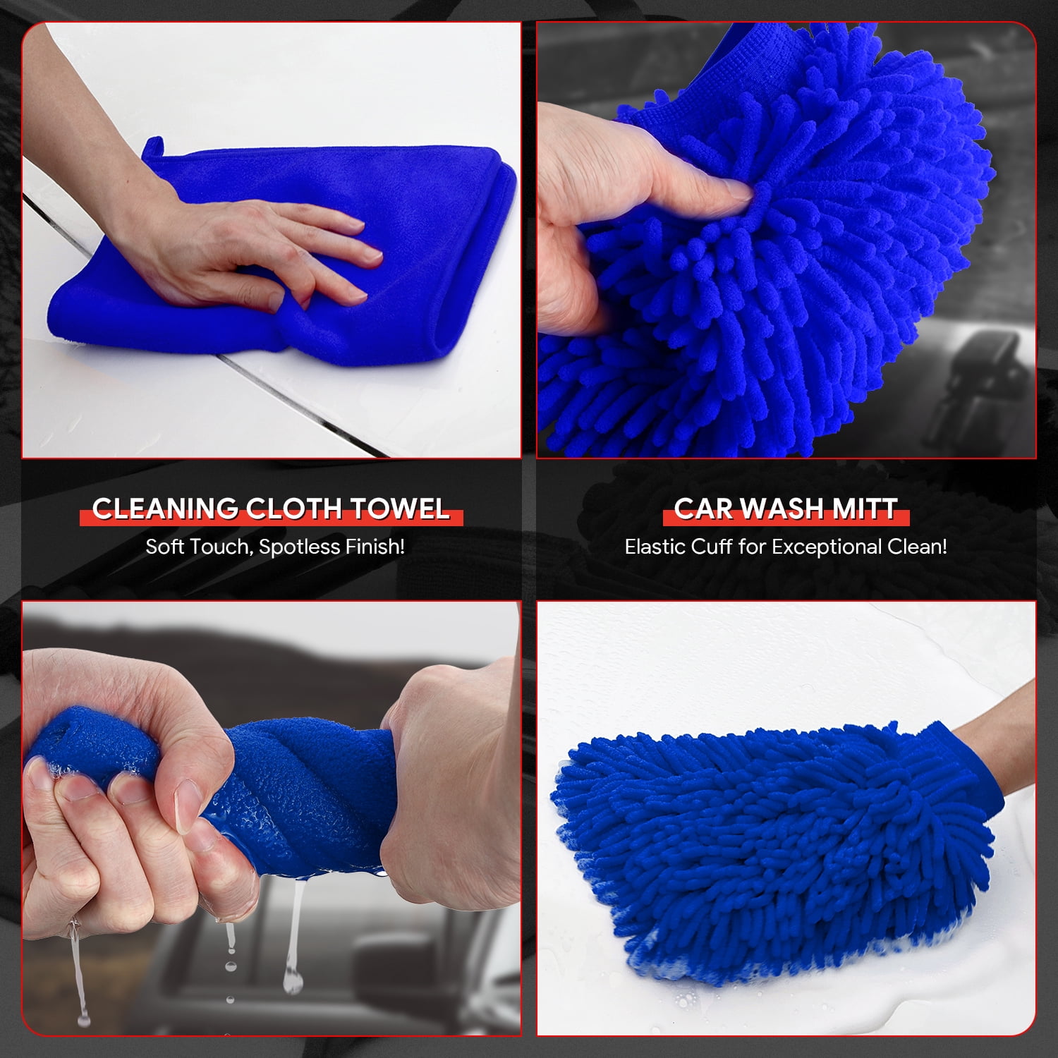 19-Piece Auto Wheel Dashboard Vent Car Wash Detailing Brushes Cleaning Tools Set Blue