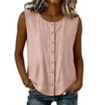 thumbnail image 3 of Linen Cotton Button Tank Top For Women Sleeveless Relaxed Fit Summer Casual Wear Versatile Lightweight Breathable Everyday Top, 3 of 8