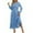 Blue, variant on Hyknon Fall Dresses for Women 2025 Fashion Boho Floral Printed Round Neck Long Sleeve Maxi Dresses A-line Loose Fit Elastic Waist Swing Dresses