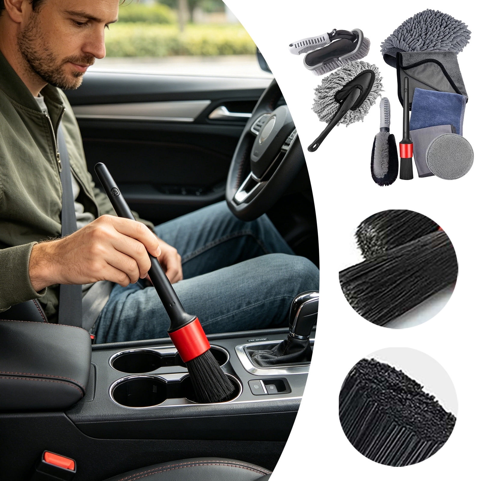 Car Detailing Brush Set Complete Interior And Exterior Cleaning Kit Wheel Hub Wash Supplies With Towel And Gloves