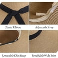 thumbnail image 4 of Floppy Beach Hats for Women Foldable Sun Hats for Women UV Protection Wide Brim Straw Hat Women Beach Hat with Chin Strap,Khaki,SM, 4 of 5