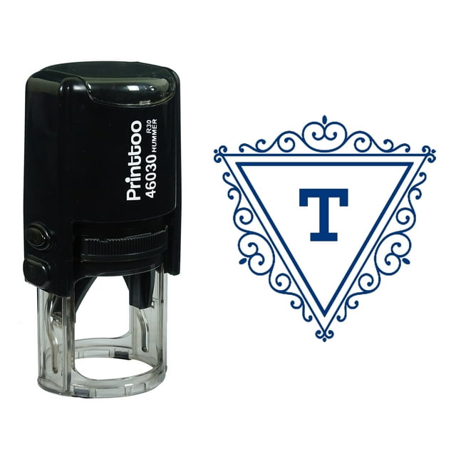 Printtoo T Alphabet Swirl Border Triangle Monogram Initial Self Inking Rubber Stamp Office Stationary