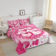 thumbnail image 3 of Pink Cherry Bowknot Comforter Set King Size,Bowknot Diamond Star Love Heart Bedding Set,Women Room Decor,Bow Tie Dots Princess Down Comforter,Romantic Chic Duvet Insert,2 Pillowcases, 3 of 7