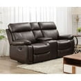 thumbnail image 5 of Bowery Hill Reclining Faux Leather loveseat with storage console - Brown, 5 of 5