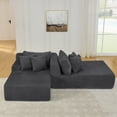 thumbnail image 3 of 83" Oversized Double Chaise Lounge, Compressed Upholstered Sleeper Sofa Bed, Cloud Sectional Couch with Pillows for Living Room, No Assembly Required, Dark Gray, 3 of 10