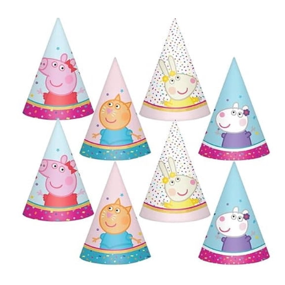 Peppa Party Hats Mini Cone Tea Party 8 Count