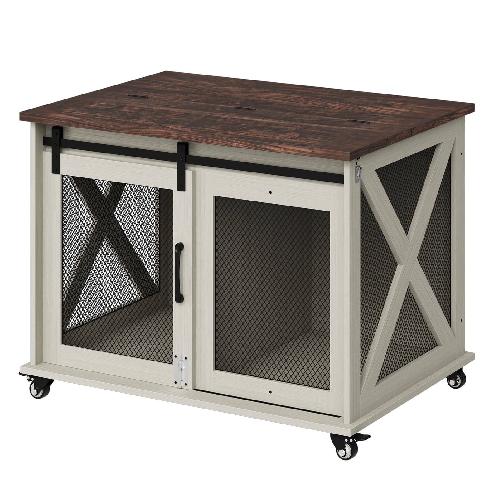 Farmhouse Chic: 37" Dog Crate as Home Decor | Stylish Sliding Door Kennel That Enhances Your Living Space