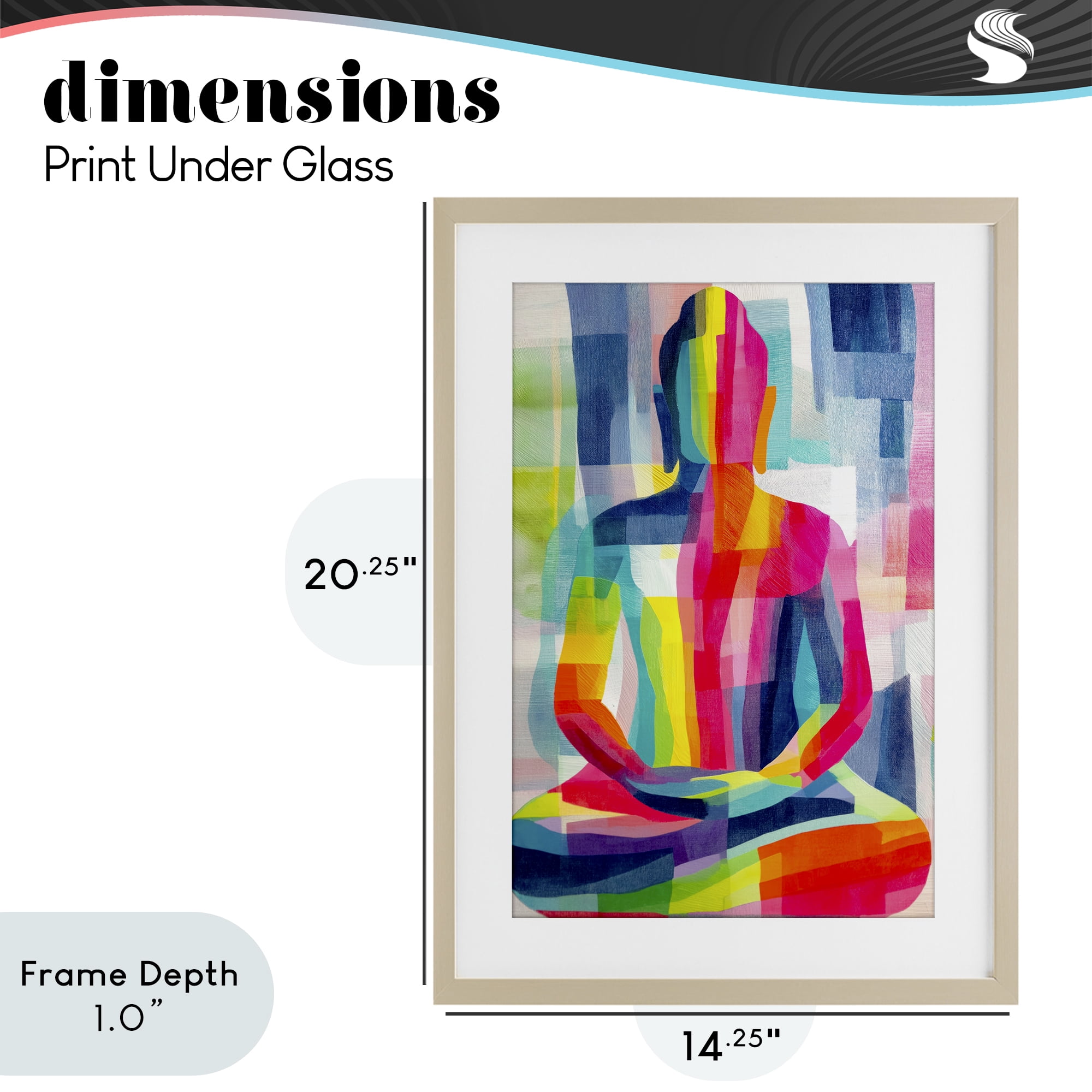 Stupell Industries Geometric Buddha In Spectrum Birch Framed Print Under Glass, design by Chromatic Storm Studio