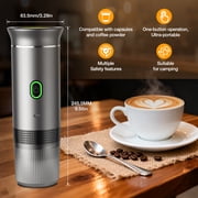 TINANA Portable Espresso Machine for Travel, 3-in-1 Mini Coffee Maker with USB-C, Compatible with NS/DG Capsules/Ground Coffee, 20 Bar, Ideal for Camping, Car, Office & Gifts, Gray
