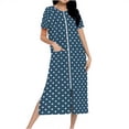 thumbnail image 2 of Censtreet Women Zipper Robe Short Sleeves Loungewear Dress Full Length Sleepwear Pockets Housecoat Nightgown Long Bathrobe S-XXL, 2 of 7