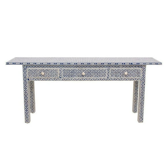 Handcrafted Multicolor Bone Inlay Console Table – Stylish Modern Accent for Entryway or Hall