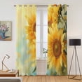 thumbnail image 2 of Sunflower Kitchen Curtains 96 Inch Length, Yellow Spring Floral Botanical Grommet Top Bedroom Living Room Curtains, Light Filtering Cafe Curtain Drapes 2 Panels Set 104''x96'', 2 of 9