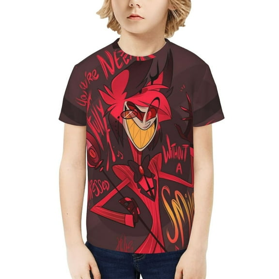 Hazbin Hotel Kids T-Shirt 3d Printed Graphic T-Shirts Boys And Girls Short Sleeve Shirts For Youth Kids X-Small