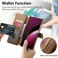 thumbnail image 5 of for Samsung Galaxy S25 Ultra Folio Flip Wallet Case, PU Leather Zipper Pocket Card Slots RFID Blocking Wristband Bracket, with Diamond Finger Ring Full Body Protection for S25 Ultra - Brown, 5 of 11