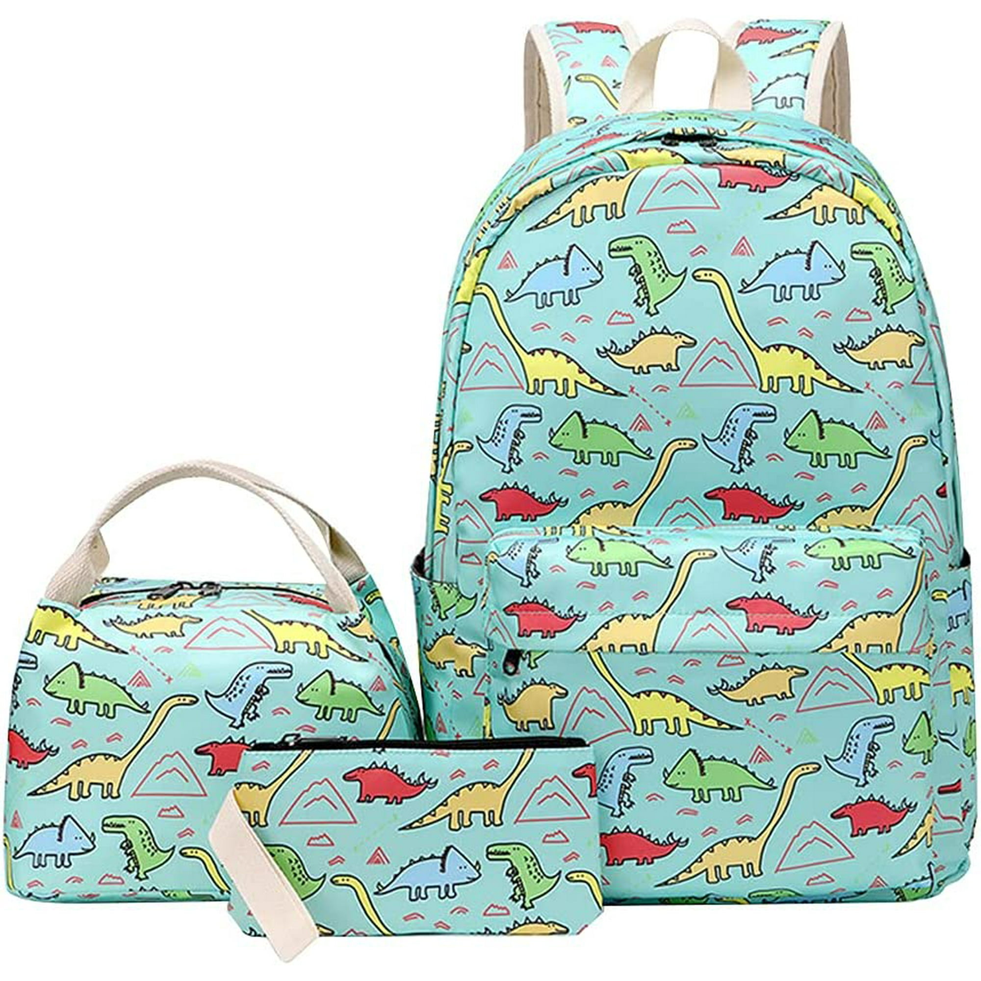 Hhhc Backpack For Boys Girls Dinosaur Printed School Bag 3 Piece Set Fashionable Cute Lightweight Childrens Kids Backpack Water Resistant Casual Women
