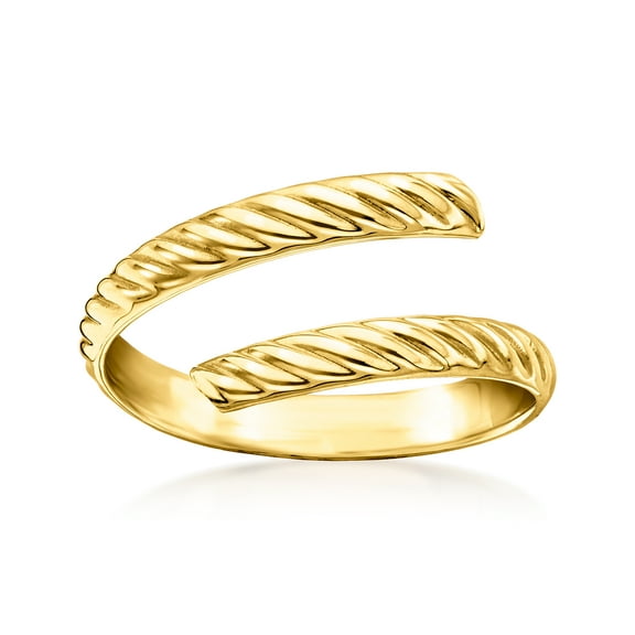 Ross-Simons Italian 14kt Yellow Gold Ribbed Bypass Ring, Women's, Adult