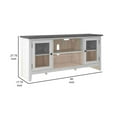 thumbnail image 5 of 60 Inch TV Entertainment Console 2 Glass Doors Farmhouse White Gray- Saltoro Sherpi, 5 of 6