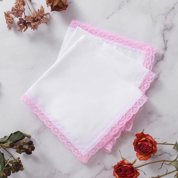 Ladies Handkerchiefs with Lace, Soft Cotton White Handkerchiefs with Lace Edge for Women Embroidery