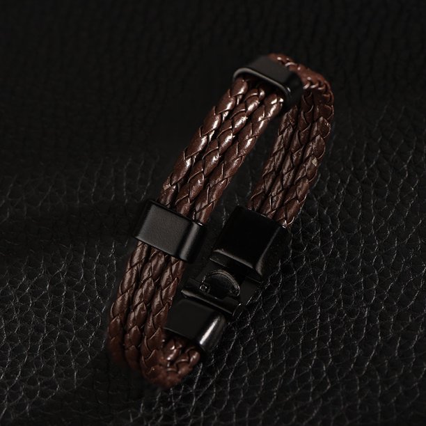 Pulsera De PU Pulsera De Tejer para Hombres Pulsera Duradera De Múltiples Capas para Hombres Estilo Simple para Su Novio O Familia ANGGREK Otros