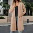 thumbnail image 2 of SGMVNU Women's 2025 Trendy Long Cardigans Sweater Lightweight Open Front Long Sleeve Long Duster Coats with Pockets(Khaki, One Size), 2 of 9