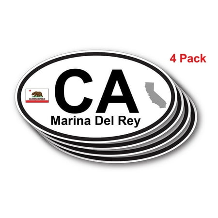 Marina Del Rey, CA - Oval Sticker 4 Pack