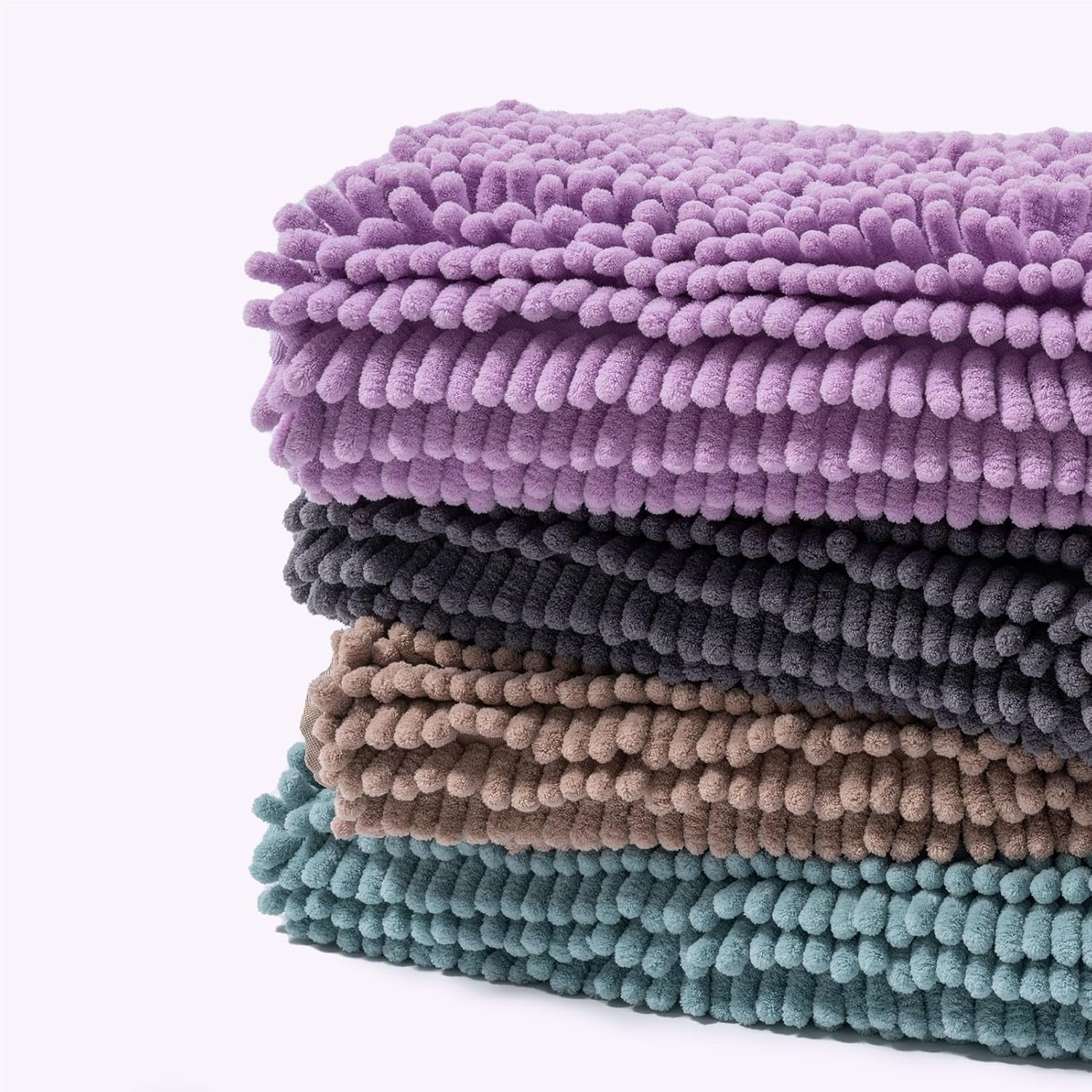 FRESHMINT Chenille Bathroom Rugs Mat 32'' x 20'' Non-Slip Bath Mat for Bathroom Floor & Bathtub, Washable Soft Shower Shag Bath Rugs, Durable Fluffy Thick Water Absorbent Microfiber Shower Mat, Blue