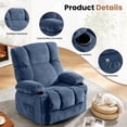 thumbnail image 4 of JMYMRY Swivel Rocker Recliner Chair with Vibration Massage and Heating, Cup Holders and Side Pockets, Adjustable Lounge Chair for Living Room, Blue, 4 of 8