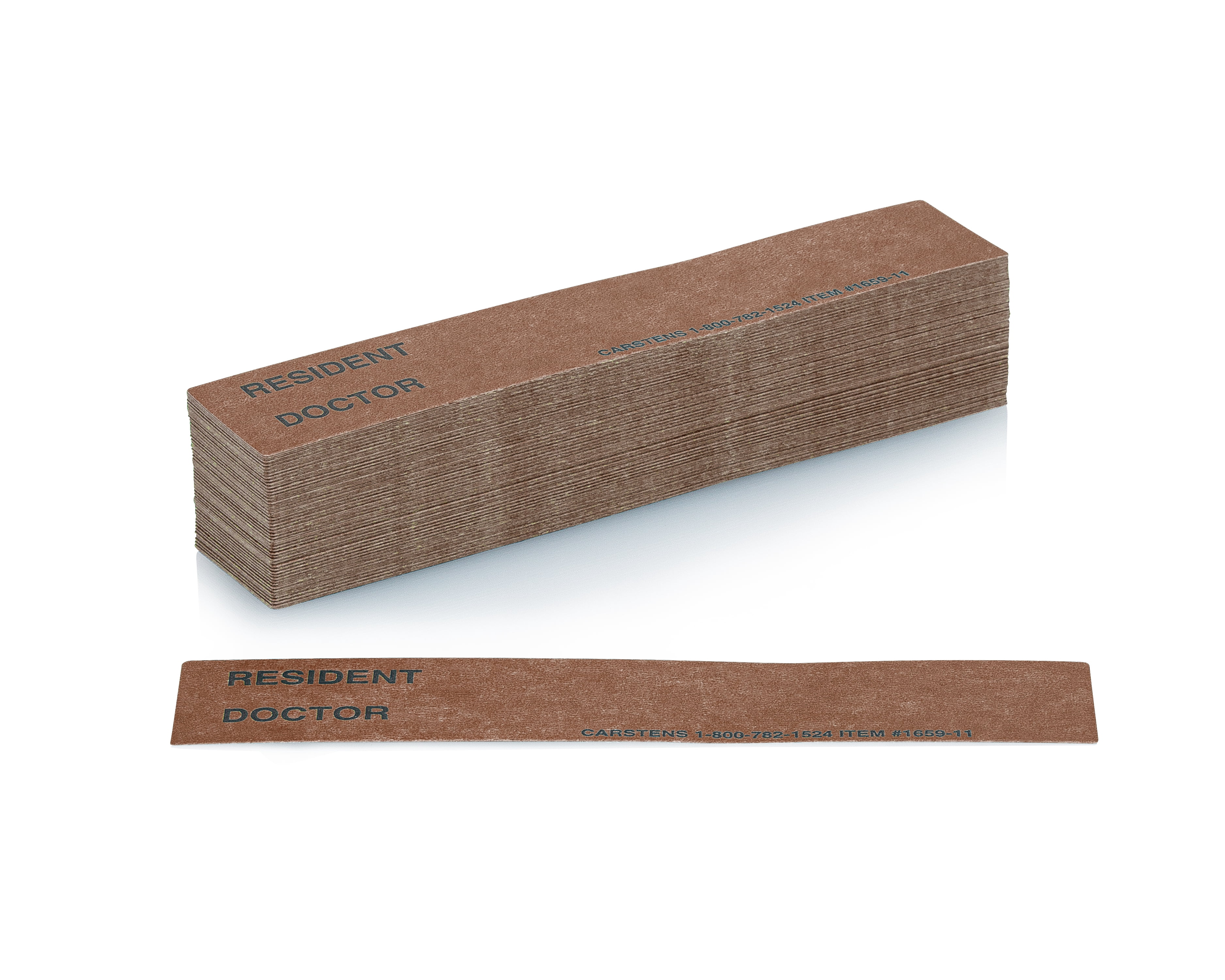Carstens - Brown Resident / Doctor Preprinted ID Cards for 1.5 – 4” Ring Binder Spines - Pack of 100 (1659-14) - Ideal Medical Record Labels for 3 Ring Binders