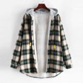 thumbnail image 2 of LEAVINGSUO Hooded Sweaters for Women,Women's Casual Long Sleeve Plaid Buttoned Curved Hem Hooded Warm Coat Jacket, 2 of 6