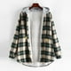 thumbnail image 1 of Pntutb - Chaqueta cálida para mujer, informal, de manga larga, a cuadros, con botones, dobladillo curvo, con capucha Pntutb Pntutb-6102, 1 of 6