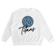 thumbnail image 4 of Women's Gameday Couture  White Tennessee Titans Script Logo Oversized Premium Fleece Pullover Sweatshirt, 4 of 7