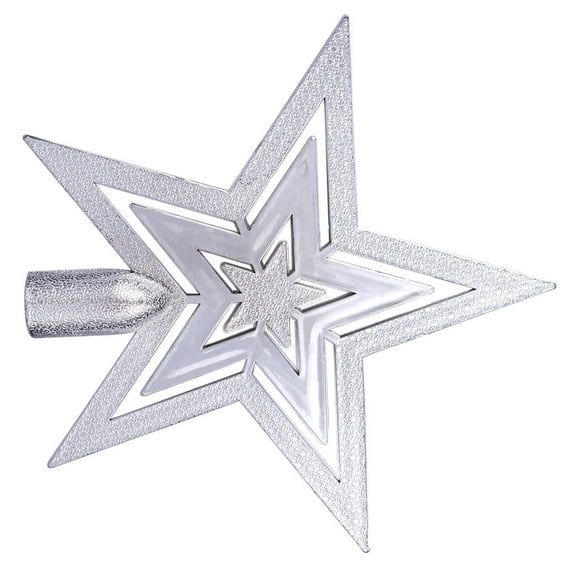 PAMINGONO Plastic Star Tree Topper Silver PVC 1Pcs