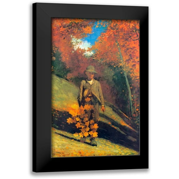 Homer, Winslow 10x14 Black Modern Framed Museum Art Print Titled - Gathering Autumn Leaves