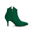 thumbnail image 3 of BLISSFUL STEP Women's Flower Point Toe Size Zipper Stiletto Heel Ankle Boots Emerald Green 10, 3 of 7