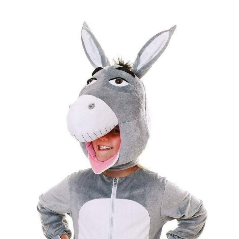 Donkey Big Head Childrens Costume Grey Mascot Donkey Big Head Childrens Costume Grey Mascot