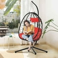 thumbnail image 2 of SYNGAR Swing Egg Chair, Wicker Hanging Chair with Stand and Cushion, Heavy Duty Frame, for Indoor/Outdoor, Patio, Poolside, Balcony, Bedroom, 300 lbs Capacity, Red, D6520, 2 of 9