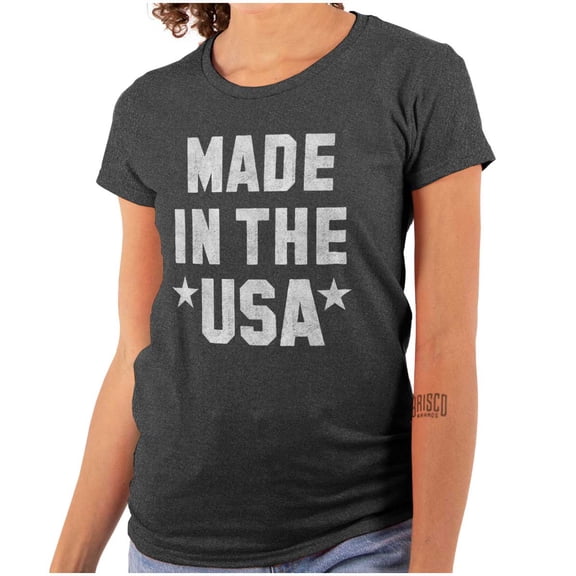 Made in the USA Patriotic Pride Stars Womens Slim Fit Graphic Tee Brisco Brands M