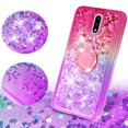 thumbnail image 3 of SOGA Rhinestone Liquid Quicksand Cover Cute Girl Phone Case Compatible for Nokia 2.3 Case, with Embedded Ring for Magnetic Car Mounts and Lanyard - Pink / Purple, 3 of 5