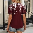 thumbnail image 3 of Camiseta de Cuello en V de Impresión Casual de Manga Corta de las Mujeres, Top Cómodo Ligero para la Primavera Y el Verano, 3 of 6