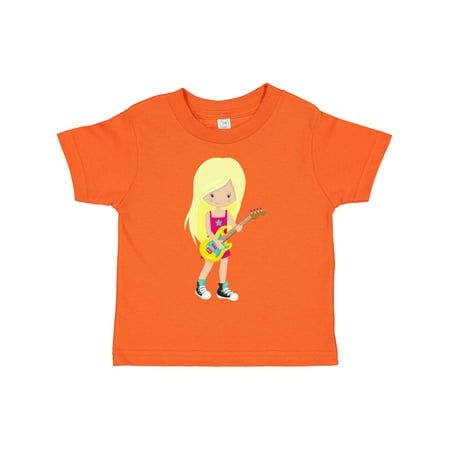 

Inktastic Rock Girl Blonde Hair Guitar Player Band Music Gift Toddler Toddler Girl T-Shirt