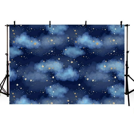 Custom MEHOFOTO Dark Blue Sky Cloud Photo Studio Backdrop Props Boy Birthday Prince Baby Shower Gold Star Party Decorations Twinkle Twinkle Little Stars Photography Background Banner 7x5ft