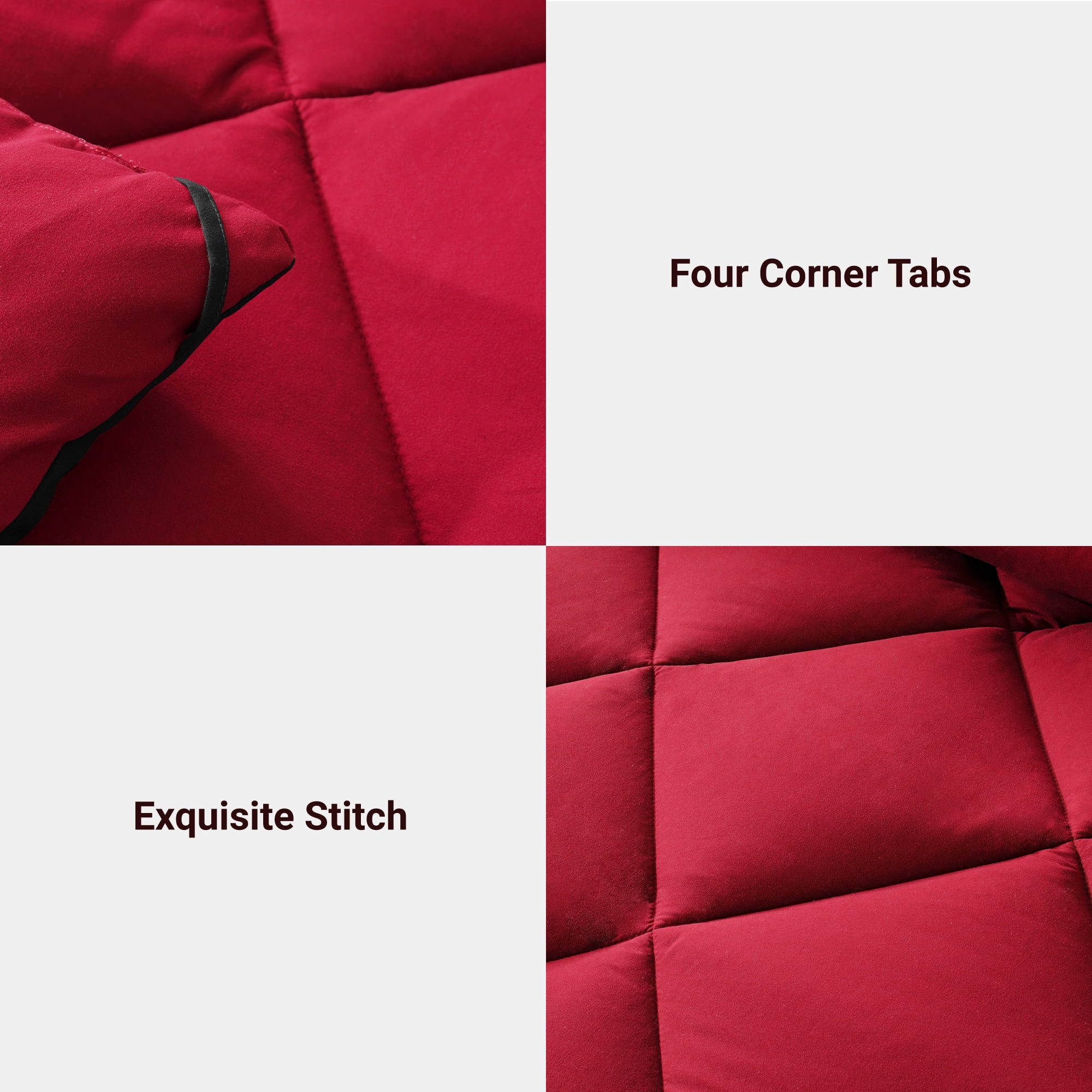 Yalamila Queen Size Comforter Set 3-Piece All-Season Down Alternative Reversible Comforter Set,Red/Black,200GSM Cooling Quilted Duvet Insert,95 GSM Soft Cover Bed in a Bag