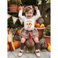 thumbnail image 6 of RUINIXCW Baby Girls Thanksgiving Clothes, Long Sleeve Letters Turkey Romper with Plaid Shorts Headband Socks, 6 of 9